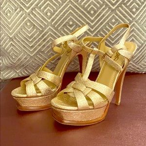 YSL Tribute 105 Sandal Sahara Gold Size 37